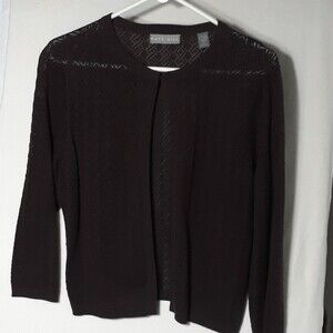 Kate Hill sweater silk cotton cashmere cardigan brown large l